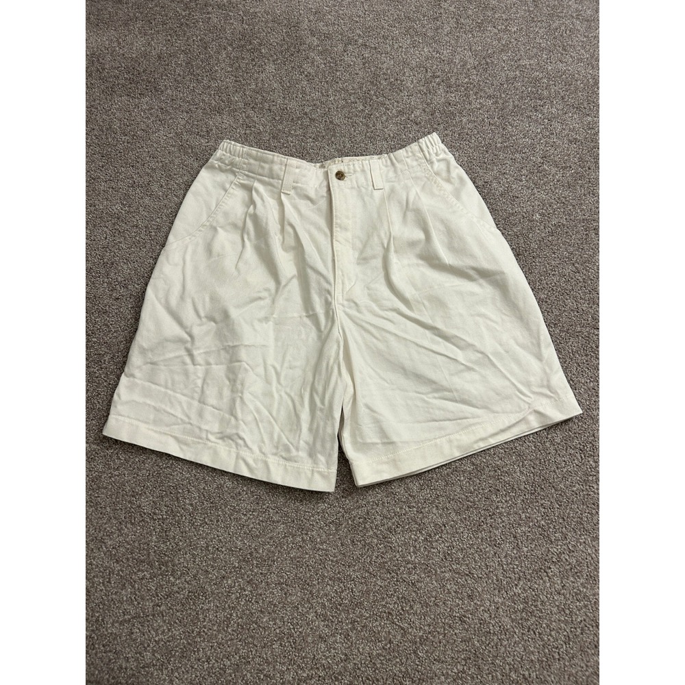 Lee Pleated Twill Shorts Womens 10 PET Cream Excellent High Waist Wrinkle Free